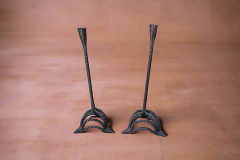 Spanish Revival Wrought Iron Candlestick Holders, set of two L828