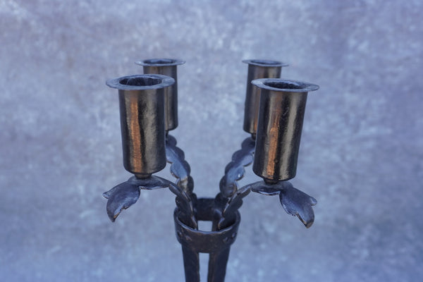 Spanish Revival Hand Wrought 4-Candle Holder in the style of Samuel Yellin L832