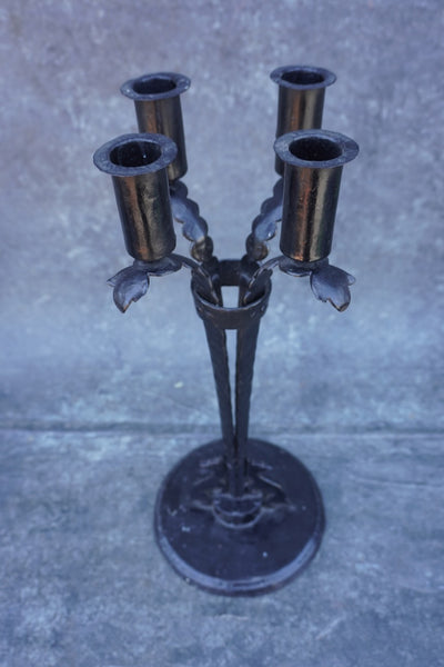 Spanish Revival Hand Wrought 4-Candle Holder in the style of Samuel Yellin L832