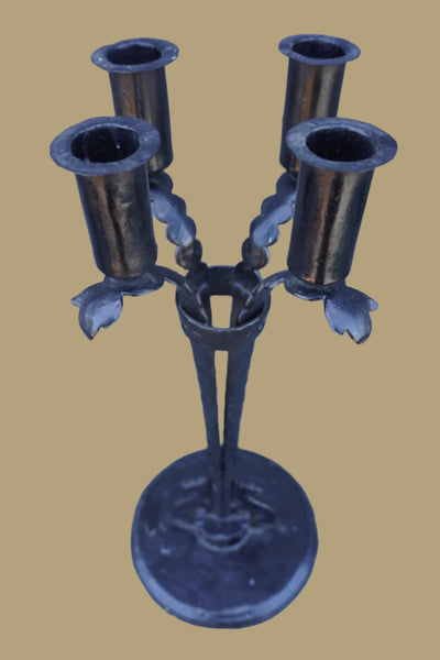 Spanish Revival Hand Wrought 4-Candle Holder in the style of Samuel Yellin L832