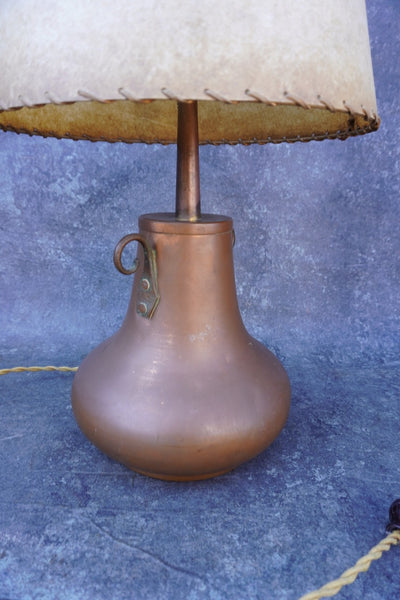 Arts & Crafts Copper Lamp w Shade L833