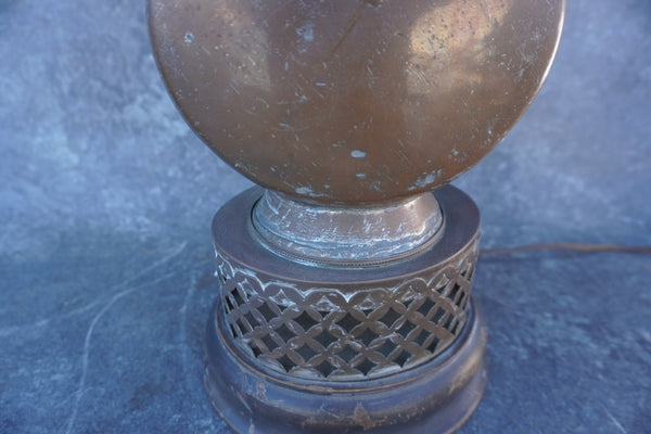 Brass Indo-Asian Lamp with Pierced Shade L834