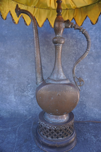 Brass Indo-Asian Lamp with Pierced Shade L834