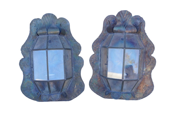 Pair of Mexican Tin Wall Sconces L843