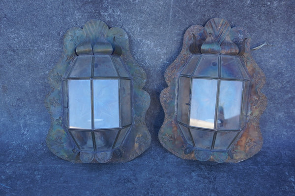 Pair of Mexican Tin Wall Sconces L843