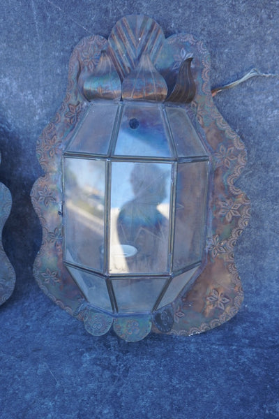 Pair of Mexican Tin Wall Sconces L843
