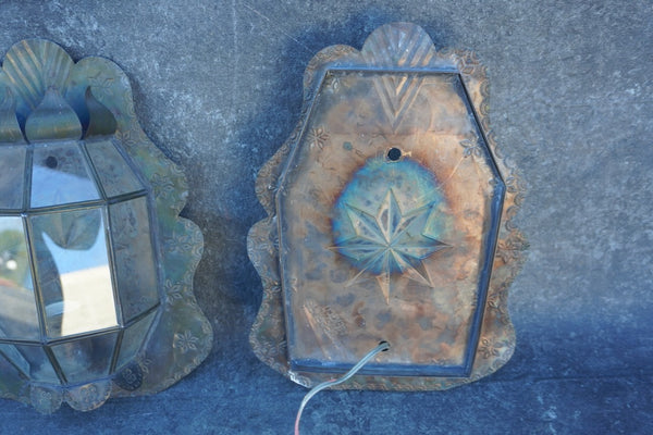 Pair of Mexican Tin Wall Sconces L843