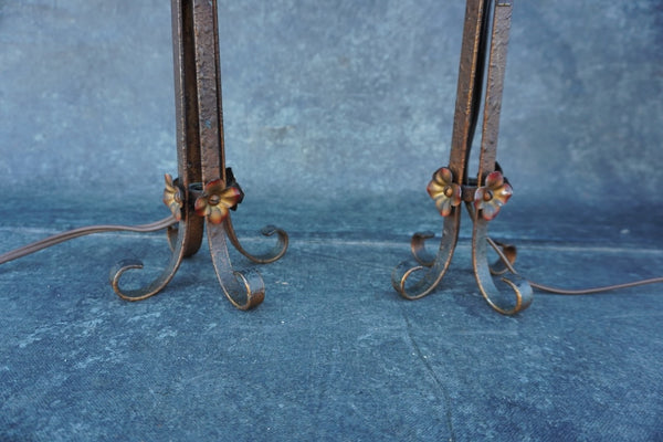 Gorgeous Spanish Revival Torchiere Lamps with Mica Shades L847