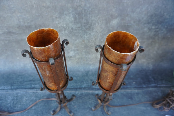 Gorgeous Spanish Revival Torchiere Lamps with Mica Shades L847