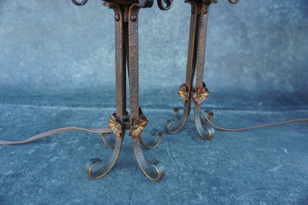 Gorgeous Spanish Revival Torchiere Lamps with Mica Shades L847