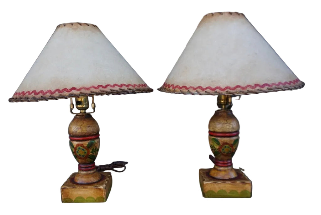 Pair of Monterey-style Painted Wood Table Lamps L848