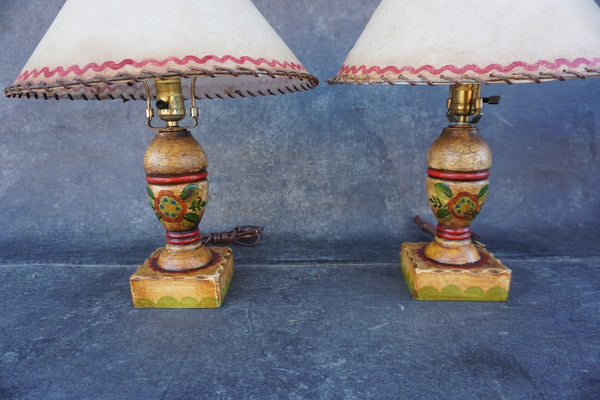 Pair of Monterey-style Painted Wood Table Lamps L848