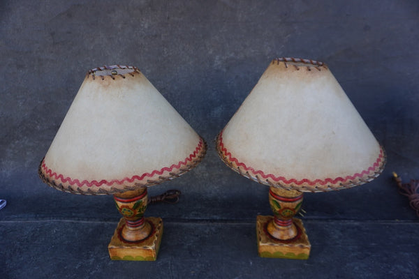 Pair of Monterey-style Painted Wood Table Lamps L848