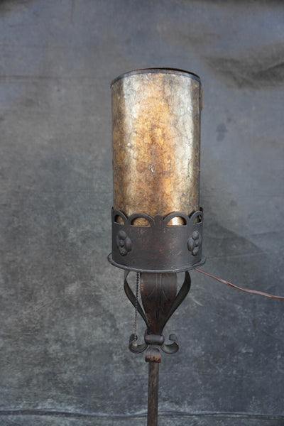 Spanish Revival Torchiere Floor Lamps with Mica Shades L849