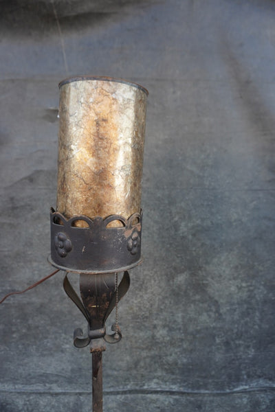 Spanish Revival Torchiere Floor Lamps with Mica Shades L849