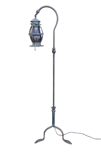 Rustic Wrought Iron Hanging Lantern Floor Lamp L856