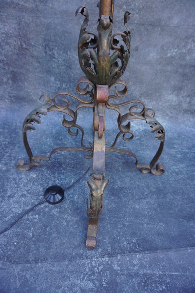 Spanish Revival Wrought Iron Candelabra Floor Lamp L857