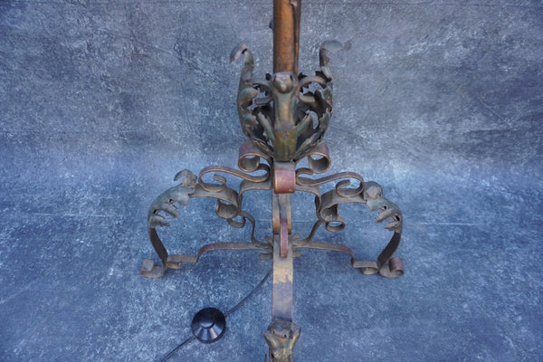 Spanish Revival Wrought Iron Candelabra Floor Lamp L857