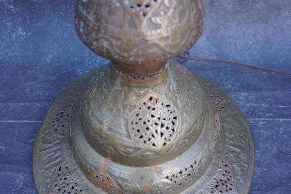 Brass and Copper Egyptian Revival Floor Lamp L859