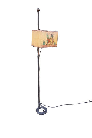 Wrought Iron Floor Lamp with Hand-Painted LaGoy Shade L867