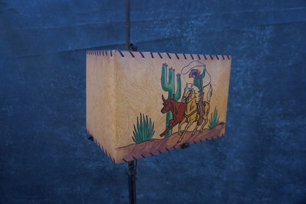 Wrought Iron Floor Lamp with Hand-Painted LaGoy Shade L867