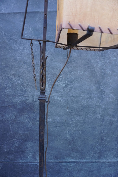 Wrought Iron Floor Lamp with Hand-Painted LaGoy Shade L867