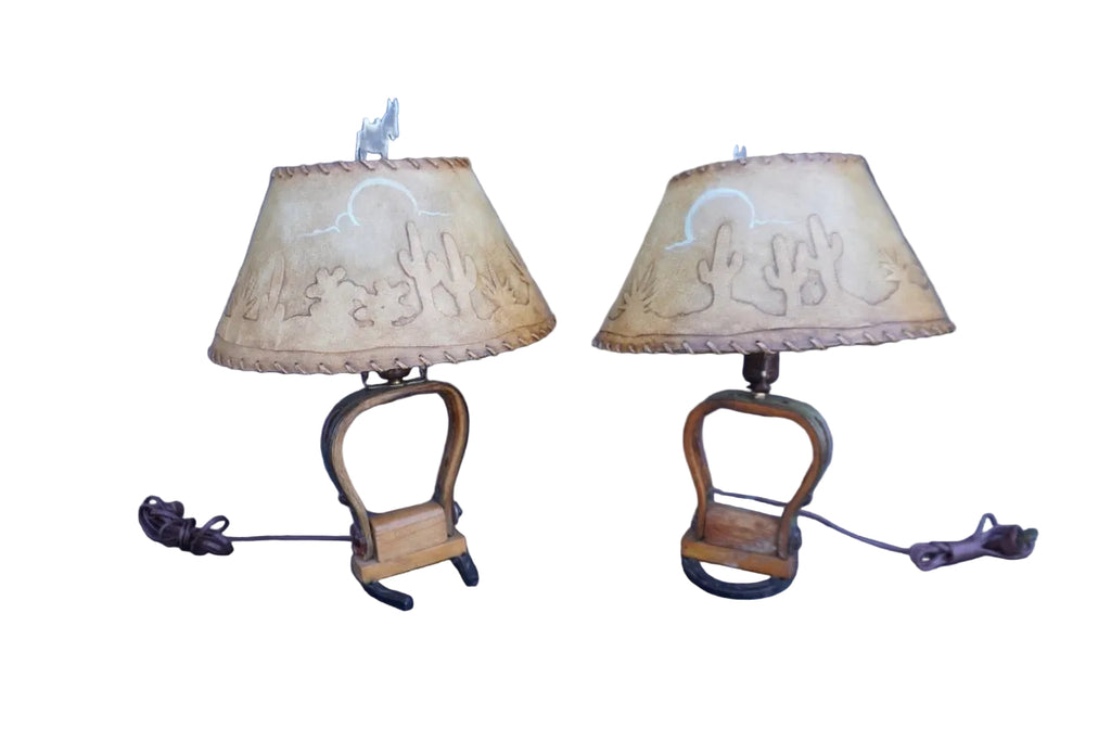 Matching Pair of Stirrup Table Lamps L872