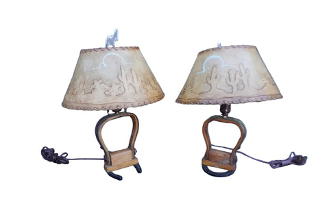 Matching Pair of Stirrup Table Lamps L872