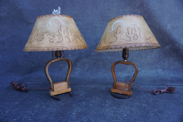 Matching Pair of Stirrup Table Lamps L872