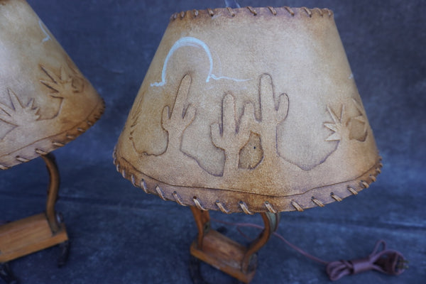 Matching Pair of Stirrup Table Lamps L872
