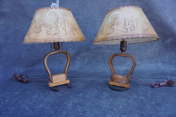 Matching Pair of Stirrup Table Lamps L872