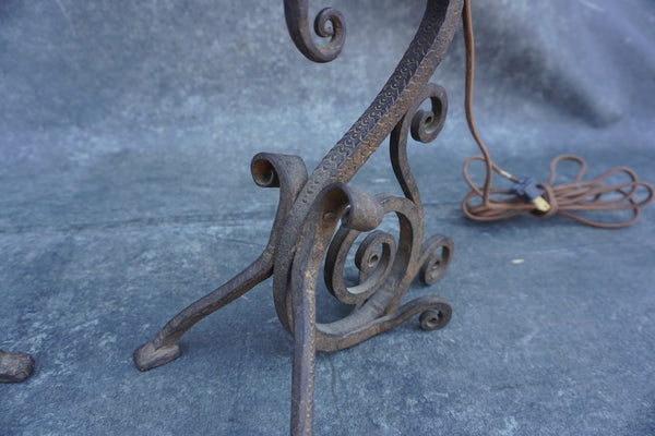 Pair of Spanish Revival Wrought Iron Elephant Mantle Lamps L873