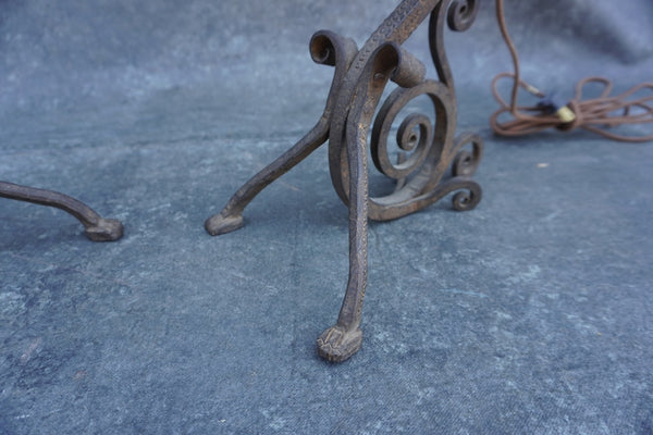 Pair of Spanish Revival Wrought Iron Elephant Mantle Lamps L873