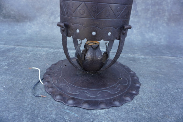 Spanish Revival Flush-Mount Ceiling Fixture, Hand-Wrought Iron L874