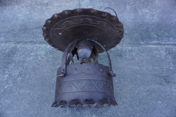 Spanish Revival Flush-Mount Ceiling Fixture, Hand-Wrought Iron L874
