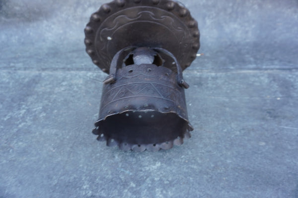 Spanish Revival Flush-Mount Ceiling Fixture, Hand-Wrought Iron L874