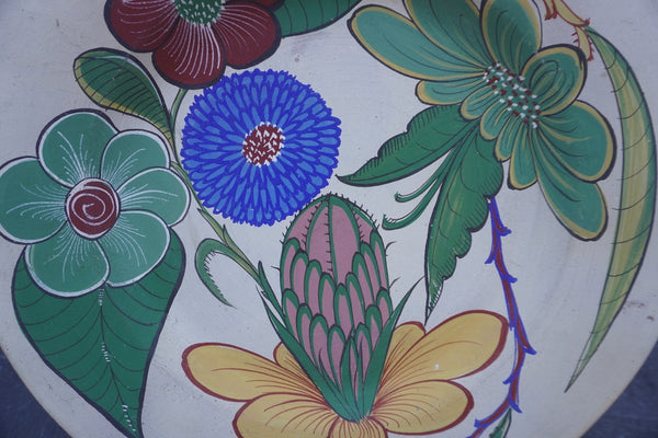 Mexican Tonala Pottery Botanical Motif Charger c.1940 M1942
