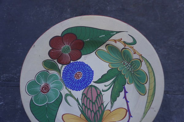 Mexican Tonala Pottery Botanical Motif Charger c.1940 M1942