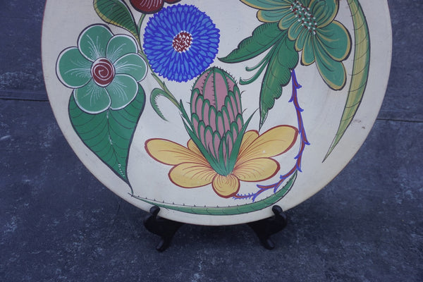 Mexican Tonala Pottery Botanical Motif Charger c.1940 M1942