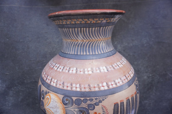 Mexican Burnished Floor Vase with Stand M1945