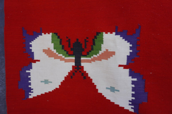 Mexican Pictorial Serape with Bitterlies & Moths  c 1930s M1951