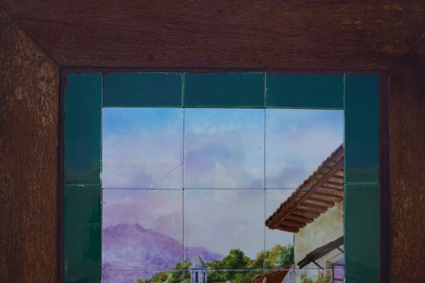 Mexican Hand-Painted Tile Mural - Woman in Village M1953