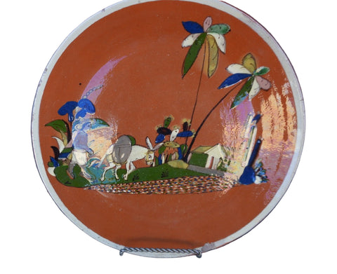 Mexican Decorative Wall Plate, Man walking Donkey M1966