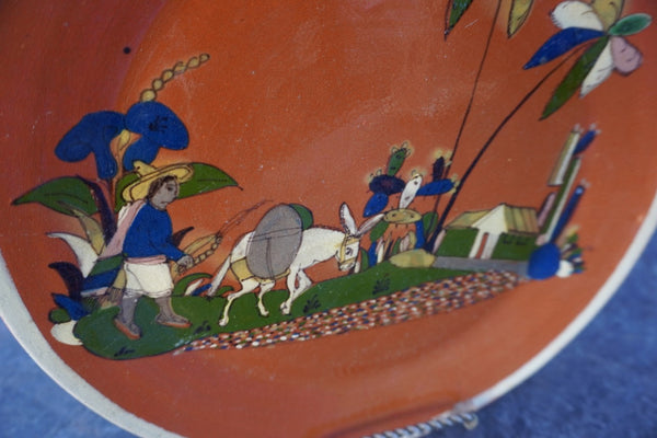 Mexican Decorative Wall Plate, Man walking Donkey M1966