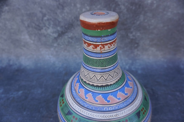 Mexican Botellón Water Jug, Aztec Motif M1970