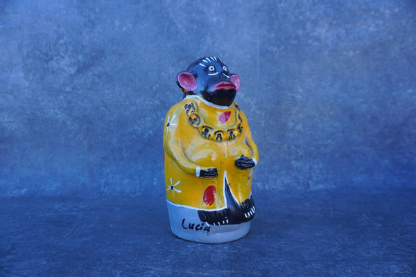 Hand-Painted Ceramic Chango Mezcalero, Mezcal Monkey M1971
