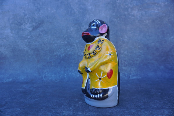 Hand-Painted Ceramic Chango Mezcalero, Mezcal Monkey M1971