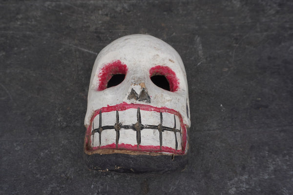 Mexican Wood Skeleton Festival Mask c. 1950s M1979