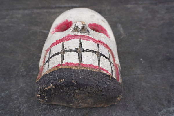 Mexican Wood Skeleton Festival Mask c. 1950s M1979