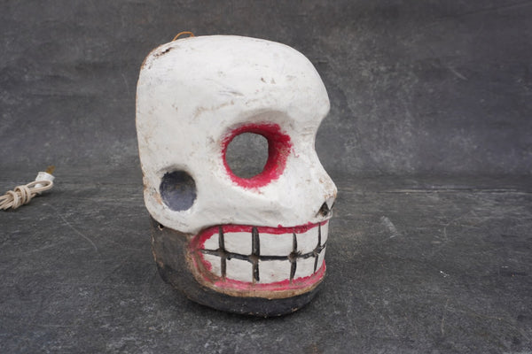 Mexican Wood Skeleton Festival Mask c. 1950s M1979
